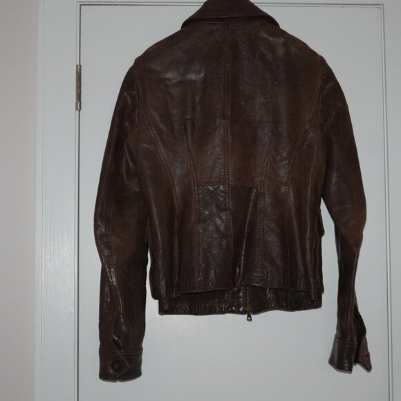 Theory Brown Leather  Bomber Women Jacket size 4 - Picture 15 of 16